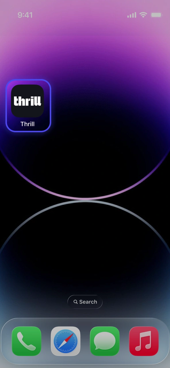 Launch the mobile Thrill PWA application smoothly from your iOS home screen.