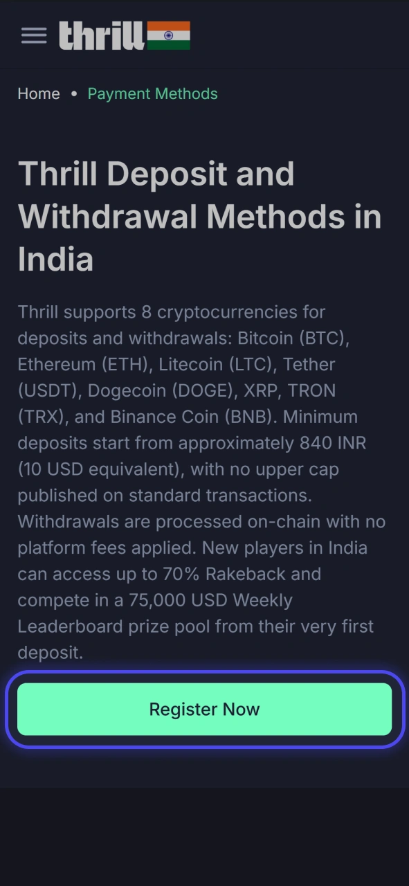 Access your verified user account profile before filing a withdrawal request at Thrill.