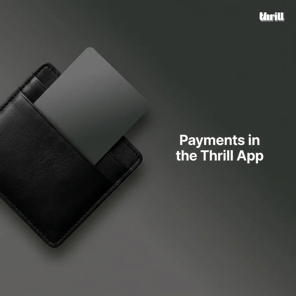 Thrill app crypto payment options including Bitcoin, Ethereum, Litecoin, Tether, Dogecoin, XRP, TRON, and Binance Coin