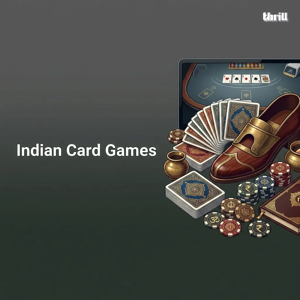 Indian card games Andar Bahar and Teen Patti available at Thrill Casino in RNG and live dealer formats for Indian players