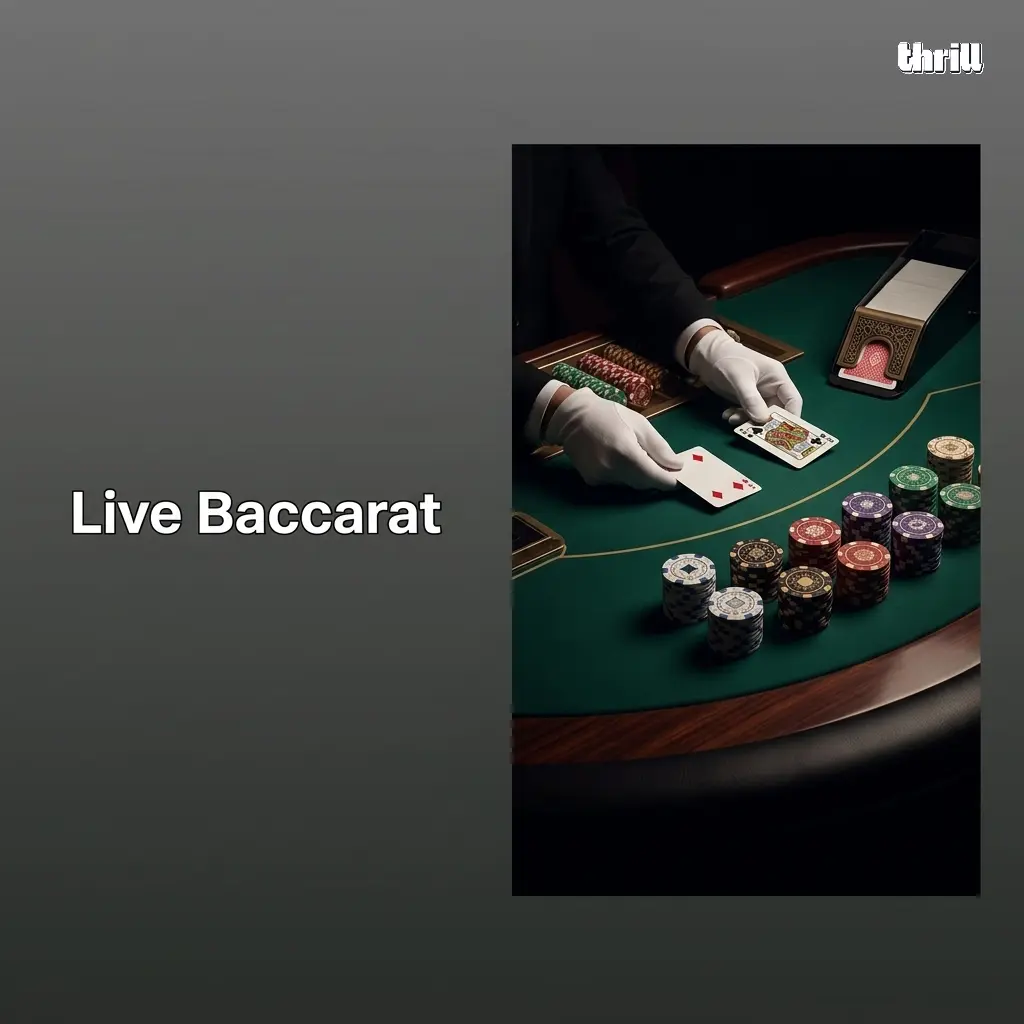 Live baccarat table at Thrill Casino featuring Speed, Squeeze, and No Commission formats with bet-behind functionality