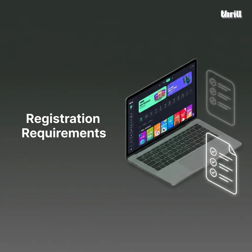 Thrill casino registration requirements showing eligibility criteria including age verification and account rules