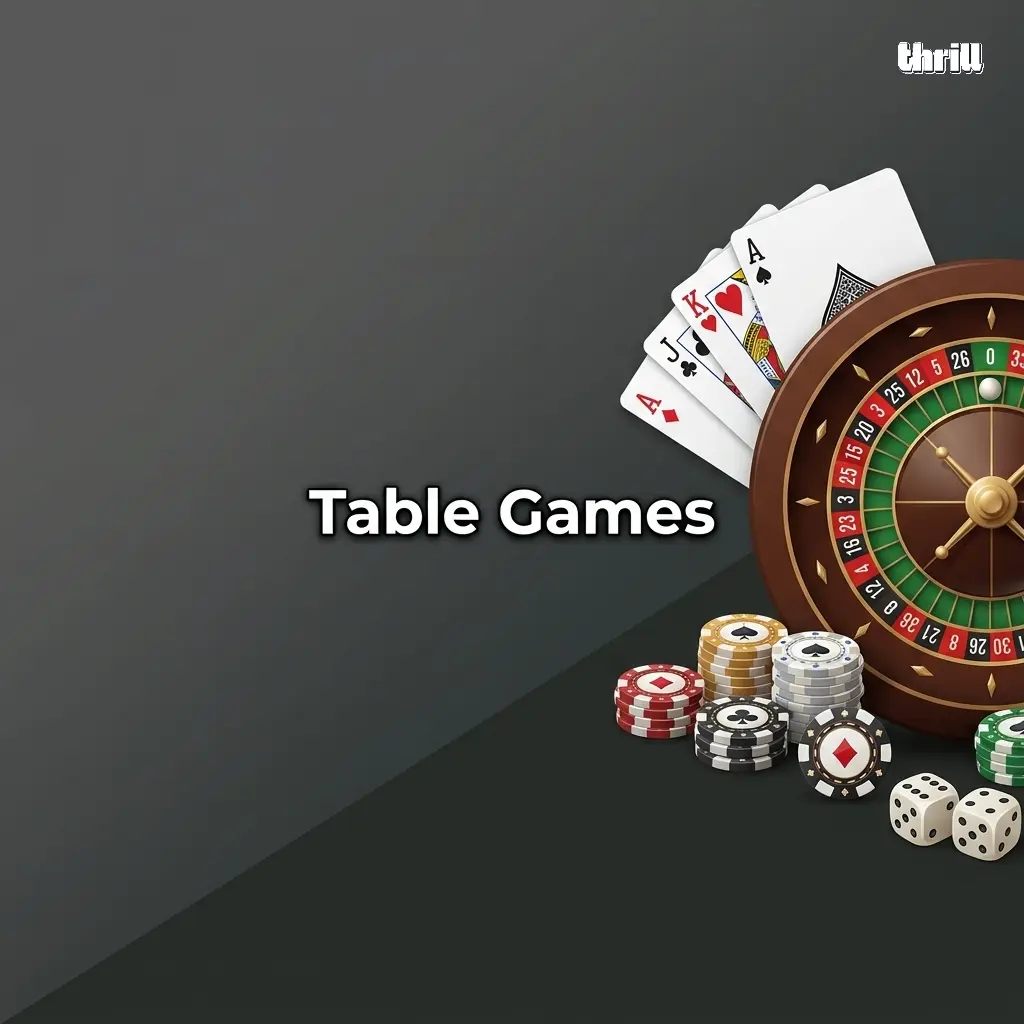 Digital table games including blackjack, roulette, baccarat and poker in RNG format at Thrill Casino