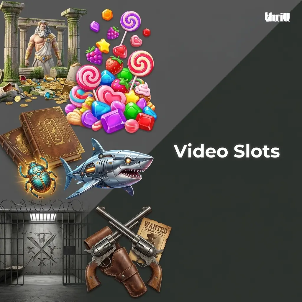 Thrill Casino video slots 5-reel games featuring Gates of Olympus Sweet Bonanza Book of Dead by top providers